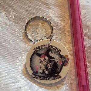 🌲BUY 1 GET 1 FREE 🌲Skeleton Keychain with Pink and Black Design